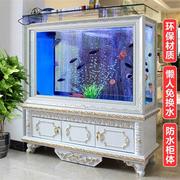 欧式屏风鱼缸客厅落地家用中型水族箱免换水懒人生态大型底滤鱼缸