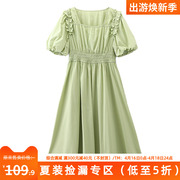 当季669元欧系列，高腰秀气法式灯笼袖，连衣裙当季夏季女装