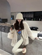 MIDO家 2023冬季韩版仿皮草外套女环保毛保暖羊羔毛外套