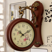 双面钟表客厅挂钟时尚静音，欧式创意双面钟表两面，壁钟石英大号钟