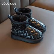 儿童雪地靴2022年加绒加厚雪地棉女童冬季防水棉靴男童大