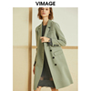 VIMAGE纬漫纪品牌女装春款简约单排扣通勤显瘦羊毛呢大衣女中长款