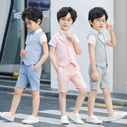 男童格子马甲套装夏季短裤儿童礼服钢琴主持六一儿童演出服