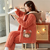 睡衣女冬季珊瑚绒三层，夹棉加厚加绒可爱卡通法兰绒保暖家居服套装