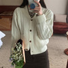 NX奈夕春季韩版小众娃娃领麻花编织单排扣针织开衫毛衣外套上衣