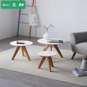 木归 北欧户型客厅圆形迷合小茶几组你日式橡木现代简约沙发小圆