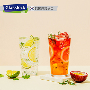 Glasslock进口耐热钢化玻璃杯子家用啤酒杯带波点微波炉加热水杯