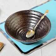 日式复古风格工艺圆形餐饮陶瓷餐碗 日系饭碗汤碗水果沙拉碗 瑕疵