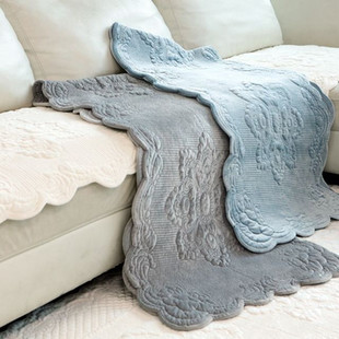 韩国进口沙发垫欧式轻奢短绒加厚坐垫靠背巾，客厅防滑真皮贵妃椅套