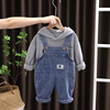 男童春季背带裤套装6-8个月1-2-3岁男宝宝，春装婴儿童春秋衣服
