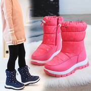 女童靴子儿童加绒加厚中筒棉靴2023冬季小孩子，防滑保暖雪地靴