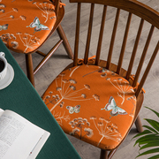 高档刺绣餐椅垫美式布艺椅子垫欧式加厚座垫四季防滑可拆洗坐垫