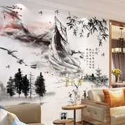 中国风电视背景墙贴纸贴画古风墙画客厅卧室温馨墙纸自粘墙壁海报