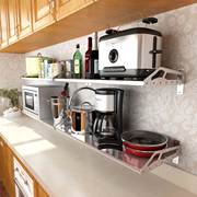 304不锈钢厨房置物架壁挂式电饭煲墙上烤箱架大号柜锅具收纳架