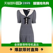 香港直邮Alessandra Rich 深蓝色翻领竖条纹连衣裙 FAB2839F3502