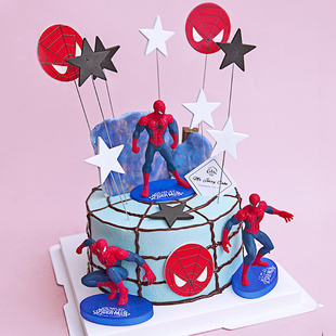 7款超凡蜘蛛侠摆件 玩具手办人偶公仔配件模型生日蛋糕装饰摆件