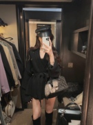 IN MIMIFACE 高级感V领系带毛衣外套女秋季毛线百搭针织开衫上衣