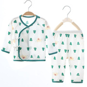 新生儿衣服纯棉宝宝和尚服空调服夏季薄款婴儿衣服系带内衣套装
