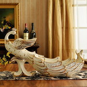 l欧式创意陶瓷孔雀果盘，套装大号水果盘奢华客厅高档茶几摆件装饰