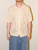 Anniehall23ss mesh hollow knit wear网眼镂空麻棉针织短袖开衫