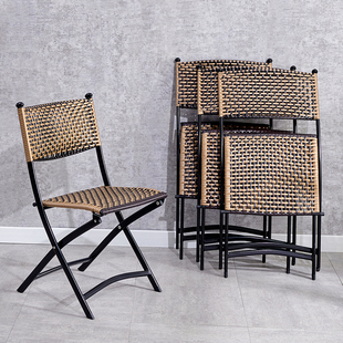 藤编折叠椅凳子简约户外庭院，休闲茶几桌椅组合编织阳台藤椅三件套