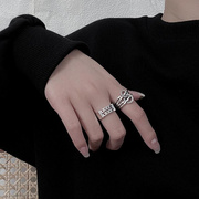 众小纯银开口设计风复古戒指个性冷淡时尚感手链，925银简约戒男女