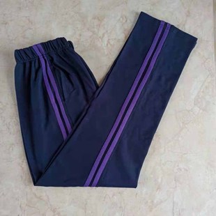 中小学生校服裤子藏蓝色，两道紫色杠条纯棉，运动长裤冬加绒校裤定制