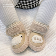0-1岁新生婴儿秋冬鞋子保暖防掉3-6-12个月宝宝软底学步棉鞋不掉
