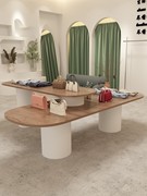 北欧女服装店展示桌展示架高低，流水台中岛展示台，长条实木桌办公桌