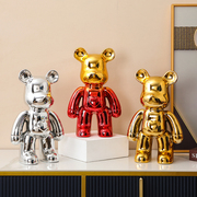 网红熊摆件陶瓷爱心熊存钱罐创意家居客厅电视柜酒柜儿童房装饰品