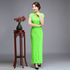 绿色改良旗袍女夏季年轻款气质少女民国风复古长款优雅连衣裙
