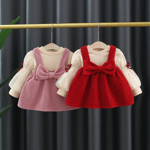 女童套装春秋季儿童衣服，0一1-2-3岁婴儿女宝宝秋装公主裙子两件套