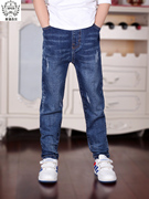 斯潘古尔男童牛仔长裤，2024年春夏时尚，韩版休闲中大童儿童裤子