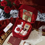 《玫瑰与她》生日，结婚礼物伴手礼大红色，丝绒欧舒丹香薰蜡烛礼盒