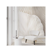 北欧3d立体壁纸客厅沙发壁布美式轻奢条纹墙纸奶白色卧室背景墙布