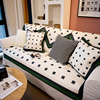 北欧现代几何格子沙发垫夏季冰丝坐垫凉感透气沙发巾套罩盖凉席垫