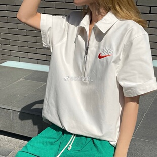 Nike/耐克 男子半拉链纯色刺绣帆布短袖POLO衫DM5284-017-030-407