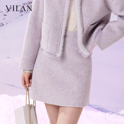 vilan慧兰商场款半身裙女气质，冬季时尚高腰，显瘦绵羊毛针织短裙