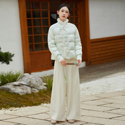 中式短款羽绒服女2023冬季加厚保暖白鸭绒(白鸭绒，)棉服国风唐装外套女