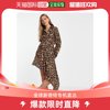 香港直邮潮奢 Topshop 女士 不对称动物纹迷你棕色衬衫式连衣裙