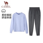 骆驼女装卫衣套装女2024休闲运动健身跑步长袖两件套宽松长裤