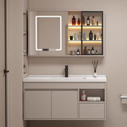 橡木浴室柜智能镜柜陶瓷，一体盆卫生间，洗漱台现代轻奢洗脸池洗手池