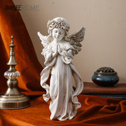 欧式艺术复古少女天使女孩摆件，美式树脂石膏雕像桌面软装饰品摆设