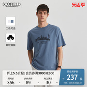 SCOFIELD23夏季圆领男士T恤简约棉前胸印花图案短袖宽松版型