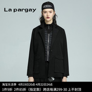 lapargay纳帕佳2023女装春秋季黑色休闲小西装两件套长袖外套