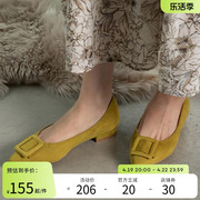 RANDA 春夏COTTON软底日系女鞋尖头平跟纯色单鞋 DP10550