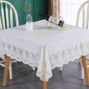 四方桌桌布防水防油免洗正方形八仙餐桌布pvc蕾丝家用麻将桌台布