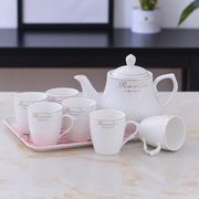 陶瓷水具套装耐热茶壶茶杯套装家用客厅大容量瓷凉开水壶茶具简约