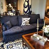 慕涵美家伊森艾伦大查德蓝客厅实木框架蓝色提花布艺三人沙发定制