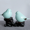 景德镇陶瓷鸟创意浪漫爱情摆件，陶瓷家居桌面装饰工艺品相思鸟一对